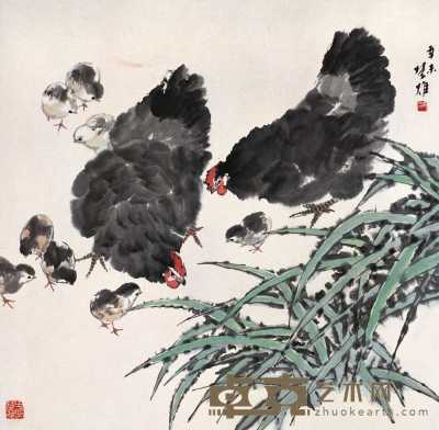 方楚雄 辛未（1991）年作 群鸡图 镜心 68×68cm